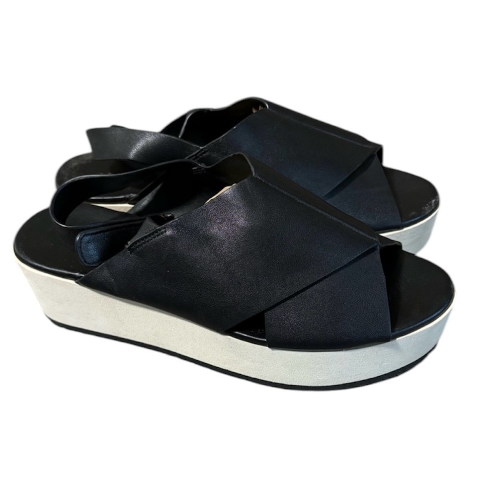 Vince Jenaya Black Leather Platform Slingback Sandals in Size 9